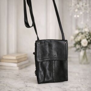 American Leather Black Satchel Crossbody Genuine Bag